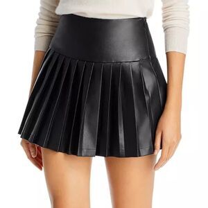 Bardot Black Vegan Leather Pleated Mini Skirt | Size XS